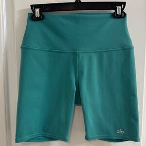 ALO yoga High Waist Biker Shorts Ocean Teal Small